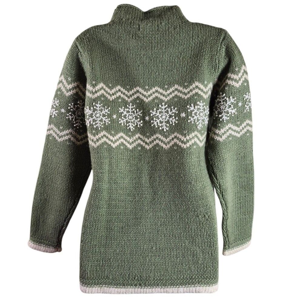 Scandinavian Denmark Nordic S Wool Mohair Sweater Fair Isle Sage Cozy Heritage - Picture 5 of 7